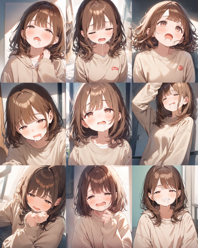 Animagine XL 4.0 opt - 口から涎が出ている、涎表現で口が欠けている表情を表現するプロンプト、画像生成結果:画像3