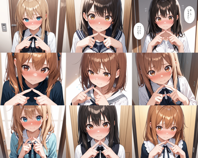 Nova Anime XL v9.0 - 恥ずかしがる表情のプロンプト、画像生成結果:画像3
