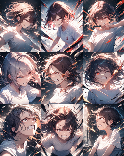 Animagine XL v4.0 opt - 歯を食いしばる表情 (痛みや苦痛に耐えて歯を食いしばる) のプロンプト、画像生成結果:画像1