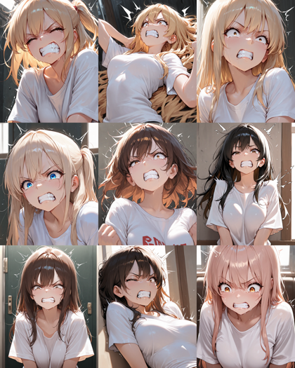 Hassaku XL v3.0 - 歯を食いしばる表情 (痛みや苦痛に耐えて歯を食いしばる) のプロンプト、画像生成結果:画像4