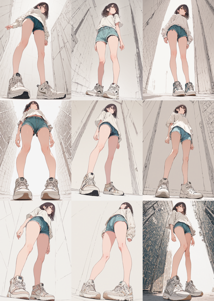 RIN Anim8Draw Illustrious v3.1 - 床、足先の高さの目線で全身を表現するプロンプト、画像生成結果:画像7