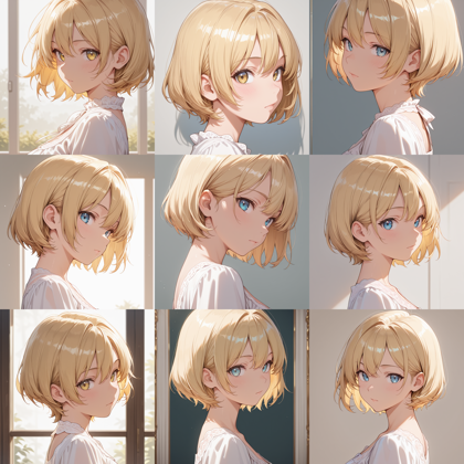 HDA Rainbow Illus Mix v1.7 - 耳より手前、頬の部分に垂れる髪 (サイドの髪) を表現するプロンプト、画像生成結果:画像9