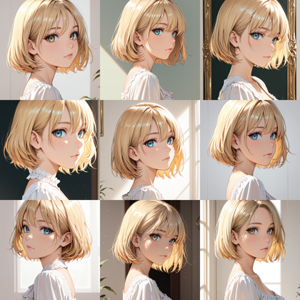 Kawaii Realistic Manga IL Mix v0.2 - 耳より手前、頬の部分に垂れる髪 (サイドの髪) を表現するプロンプト、画像生成結果:画像13