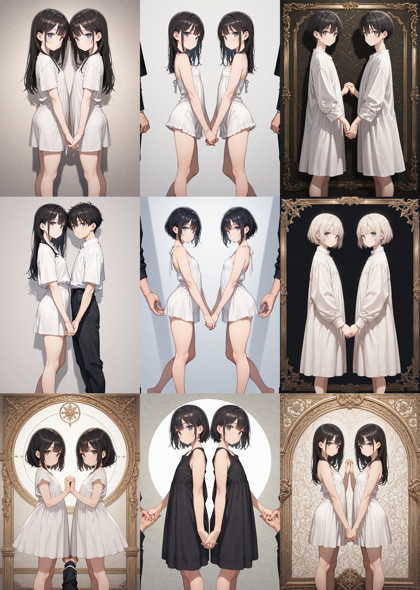 Nova Anime XL v8.0 - 向かい合って両手をつなぐポーズを表現するプロンプト:画像5