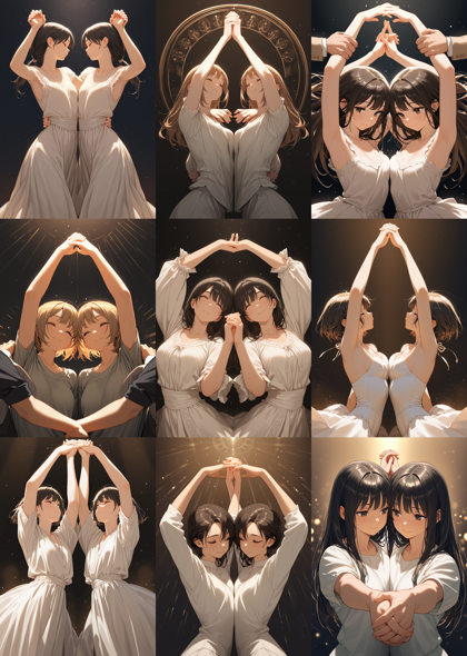 WAI-NSFW-Illustrious V14.0 - 向かい合って両手をつなぐポーズを表現するプロンプト:画像3