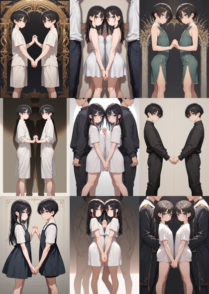 WAI-NSFW-Illustrious V14.0 - 向かい合って両手をつなぐポーズを表現するプロンプト:画像4