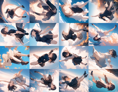 キャラクターが空中で落下するプロンプト:画像2