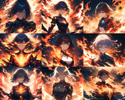 Animagine XL 4.0 opt - 炎の効果を表現するプロンプト、画像生成結果:画像4