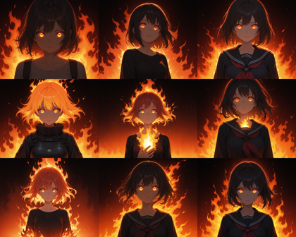 Nova Anime XL v14.0 - 炎の効果を表現するプロンプト、画像生成結果:画像2