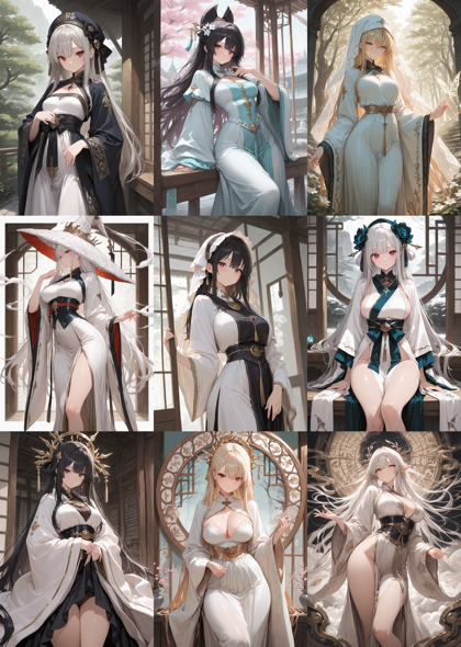 Hassaku XL v3.2 - 袖の先端が広がっているデザインの服を表現するプロンプト、画像生成結果:画像3