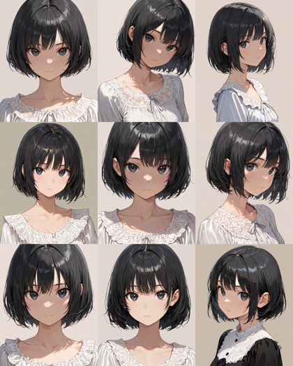 Nova Anime XL v12.5 - 毛先に向かって裾が広がる、外はねするヘアスタイルを表現するプロンプト、画像生成結果:画像2