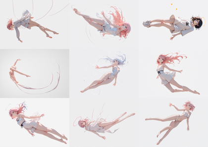 7th anime XL-IL B - 空中に浮いているポーズのキャラクターを表現するプロンプト、画像生成結果:画像26