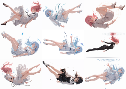 AlcAI - AnimeHaven Elysium - v10 - 空中に浮いているポーズのキャラクターを表現するプロンプト、画像生成結果:画像16