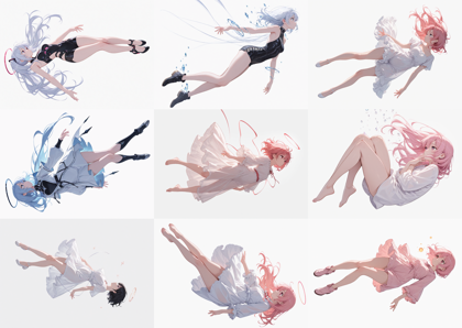 animemix v8.0 - 空中に浮いているポーズのキャラクターを表現するプロンプト、画像生成結果:画像14