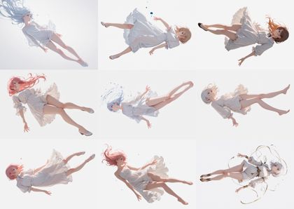 Blafbastic Illustrious Mix v3.0 - 空中に浮いているポーズのキャラクターを表現するプロンプト、画像生成結果:画像30