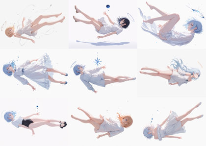 CalicoMix Prisma EPS v1.0 - 空中に浮いているポーズのキャラクターを表現するプロンプト、画像生成結果:画像31