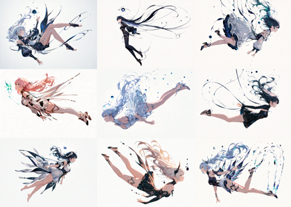 CatPony Ani-il v4.0 - 空中に浮いているポーズのキャラクターを表現するプロンプト、画像生成結果:画像24