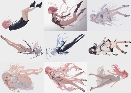 Dvine v6.0 - 空中に浮いているポーズのキャラクターを表現するプロンプト、画像生成結果:画像12