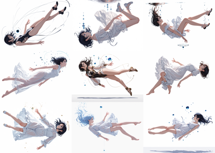 Kawaii Realistic Manga IL Mix v0.2 - 空中に浮いているポーズのキャラクターを表現するプロンプト、画像生成結果:画像44