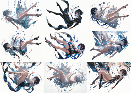 lunaticmix v1.0 - 空中に浮いているポーズのキャラクターを表現するプロンプト、画像生成結果:画像48