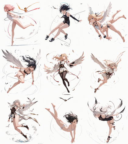 Nova Anime XL v13.0 - 空中に浮いているポーズのキャラクターを表現するプロンプト、画像生成結果:画像75