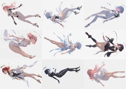 Prefect illustrious XL v4.0 - 空中に浮いているポーズのキャラクターを表現するプロンプト、画像生成結果:画像4