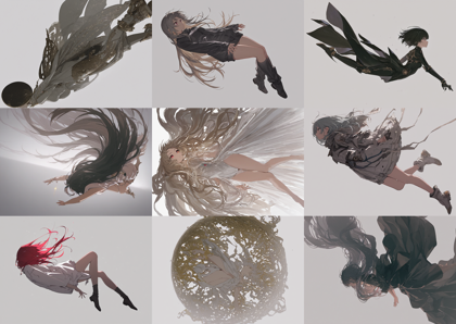Raehoshi illust XL v7.1 - 空中に浮いているポーズのキャラクターを表現するプロンプト、画像生成結果:画像56