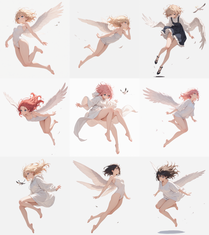 SteinIllustrious v16 - 空中に浮いているポーズのキャラクターを表現するプロンプト、画像生成結果:画像79