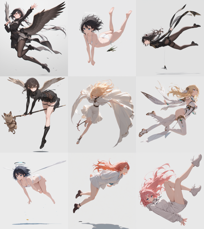 WAI-illustrious-SDXL v15.0 - 空中に浮いているポーズのキャラクターを表現するプロンプト、画像生成結果:画像74