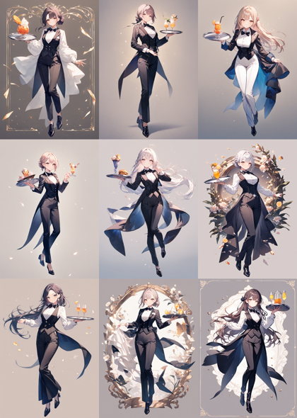 Animagine XL 4.0 opt - フォーマルなレストラン、カジノのスタッフの衣装を表現するプロンプト、画像生成結果:画像1