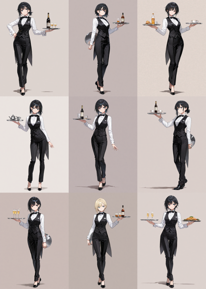 Nova Anime XL v12.0 - フォーマルなレストラン、カジノのスタッフの衣装を表現するプロンプト、画像生成結果:画像3