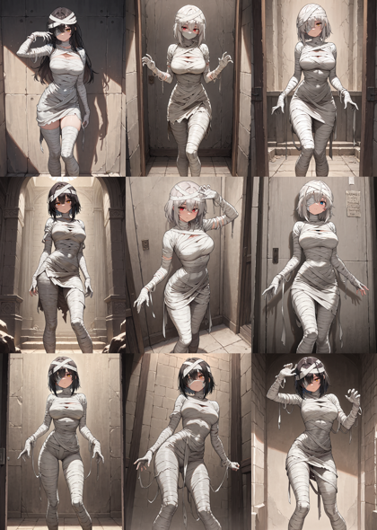 Prefect illustrious XL v3 - 全身が包帯で巻かれたキャラクターを表現するプロンプト、画像生成結果:画像3