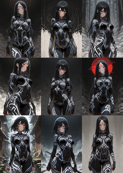 AlcAI - AnimeHaven awakening - v30 - 全身に模様、文様がペイントされているキャラクターを表現するプロンプト、画像生成結果:画像6