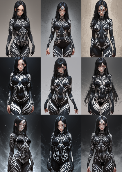 PerfectRSBmix Definitivedelta - 全身に模様、文様がペイントされているキャラクターを表現するプロンプト、画像生成結果:画像10