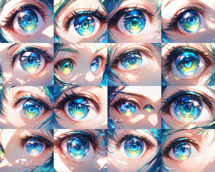Animagine XL v4.0 opt - 目、瞳のアップ画像を生成するプロンプト:画像1