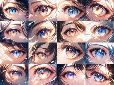 Animagine XL v4.0 - Negative prompt: eyelashes なし - 目、瞳のアップ画像を生成するプロンプト:画像13