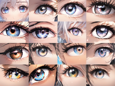 Animagine XL - Negative prompt: eyelashes なし - 目、瞳のアップ画像を生成するプロンプト:画像35