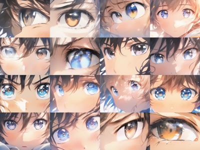 Animagine XL v4.0 - Negative prompt: eyelashes あり - 目、瞳のアップ画像を生成するプロンプト:画像22