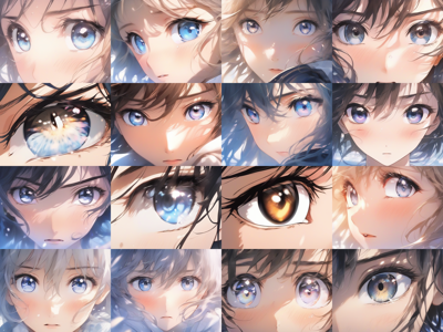 Animagine XL v4.0 - Negative prompt: eyelashes なし - 目、瞳のアップ画像を生成するプロンプト:画像21