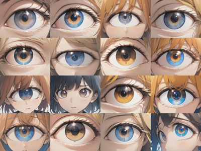 Counterfeit XL v1.0 - Negative prompt: eyelashes あり - 目、瞳のアップ画像を生成するプロンプト:画像30