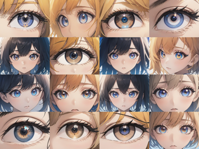 Counterfeit XL v1.0 - Negative prompt: eyelashes なし - 目、瞳のアップ画像を生成するプロンプト:画像29