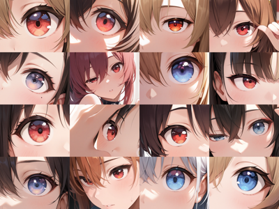 Hassaku XL v1.3 A - Negative prompt: eyelashes あり - 目、瞳のアップ画像を生成するプロンプト:画像18