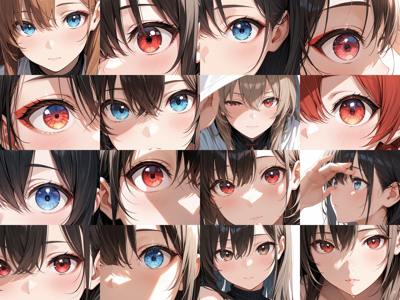 Nova Anime XL v4.0 - Negative prompt: eyelashes あり - 目、瞳のアップ画像を生成するプロンプト:画像20