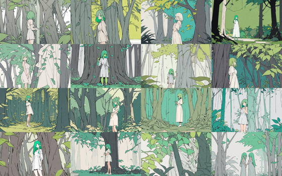 Model: Animagine XL v3.1 - Stable Diffusionで色数の少ない単色塗りのフラットなカラーイラスト画像を生成するプロンプト:画像2