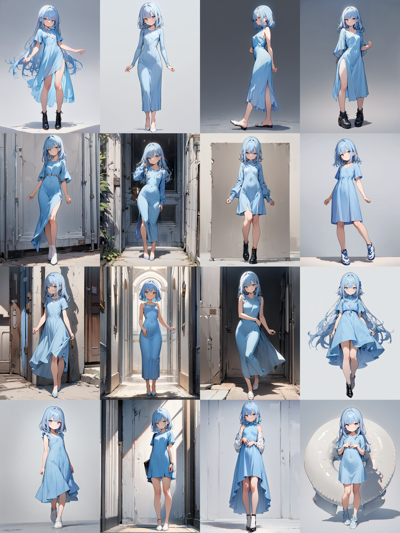 ワンピースを着たキャラクターを出力するプロンプトと出力結果:画像1