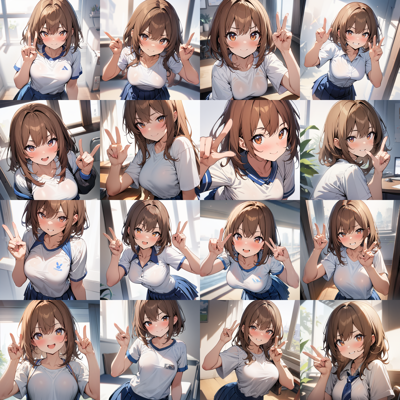 Model:Animagine XL v3.1 - 親指、人差し指、中指の3本指を立てたピースサインの画像を生成する:画像6