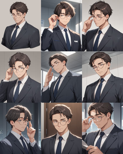 HDA Rainbow Illus v1.7new - 眼鏡をかけたキャラクターを表現するプロンプト、画像生成結果:画像3