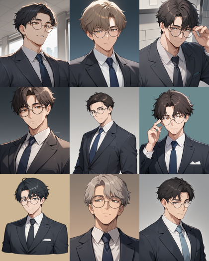 WAI-illustrious-SDXL v15.0 - 眼鏡をかけたキャラクターを表現するプロンプト、画像生成結果:画像1