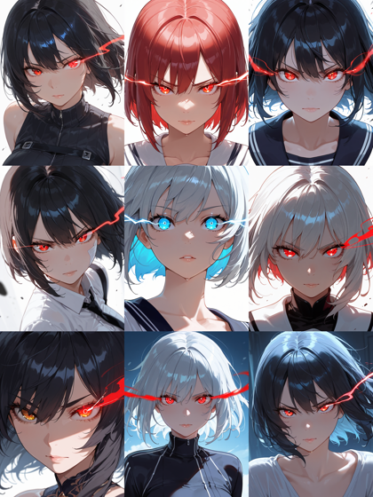 Prefect Illustrious v2.0 - 目のハイライト光が線状に外に漏れ出している表現のプロンプト、画像生成結果:画像5