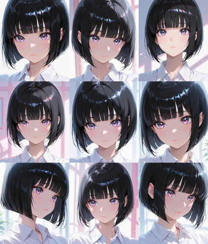 Akium Lumen ILL base v3 - おかっぱ頭、ボブカットのヘアスタイルを表現するプロンプト、画像生成結果:画像5